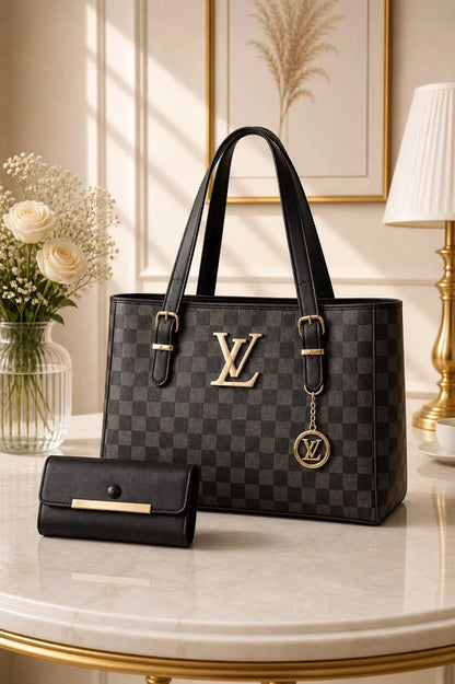 Black Leather Shoulder Bag for Women 3cm Plain Design