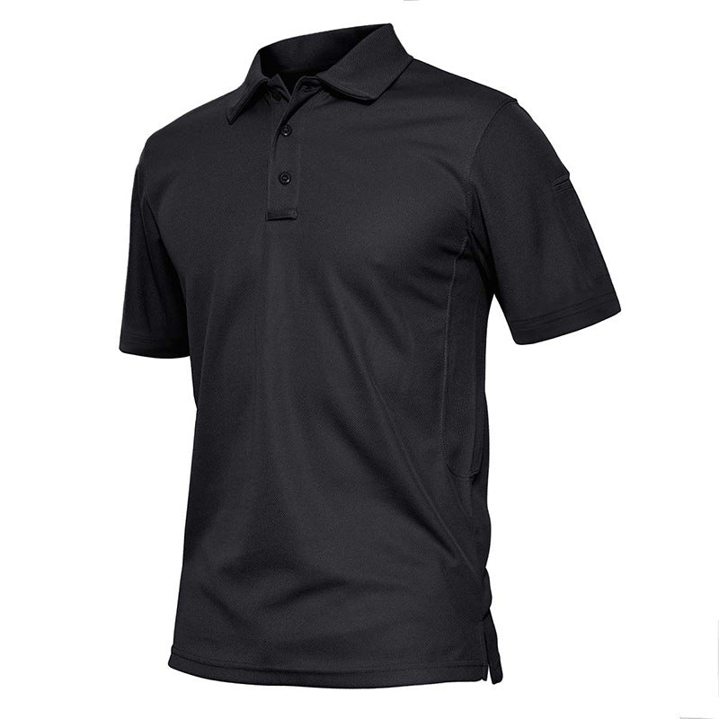 Men Black Sporty Short Sleeve Polo Shirt