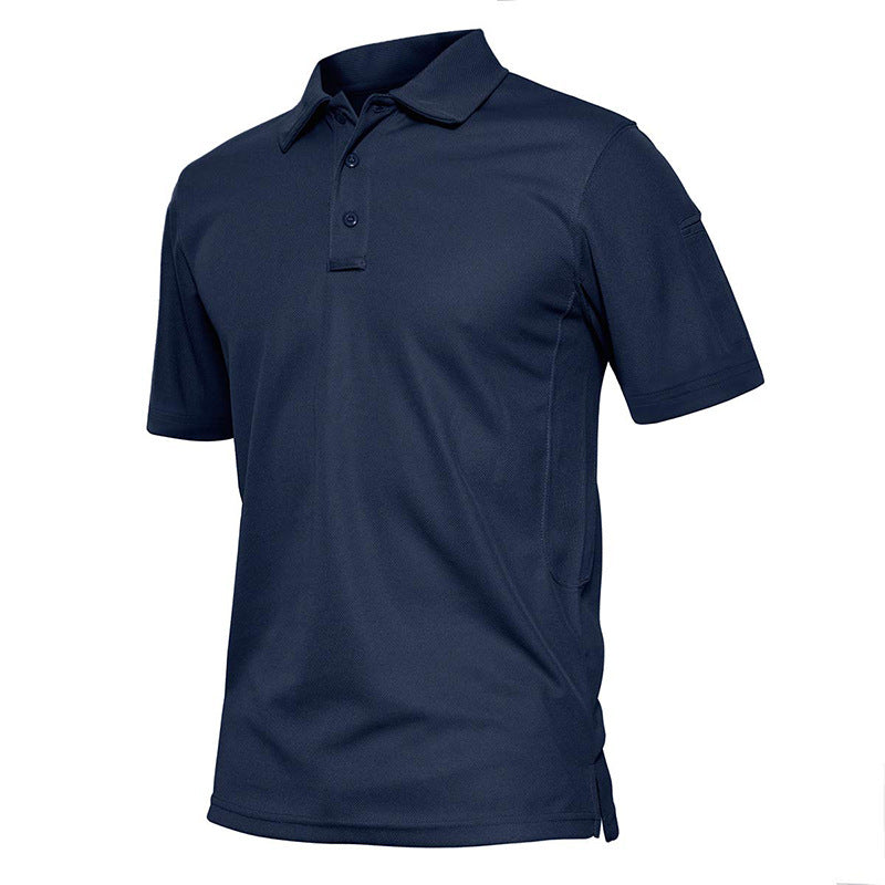 Men Black Sporty Short Sleeve Polo Shirt