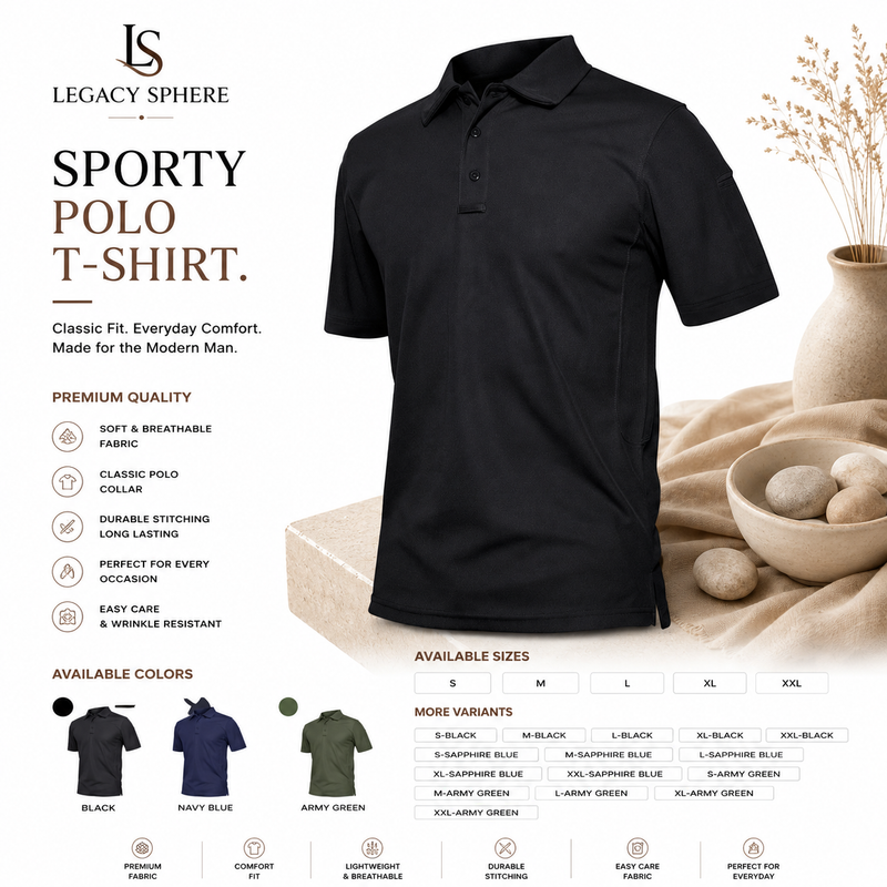 Men's Stylish Black Polo Shirt – Elevate Your Comfort and Fashion