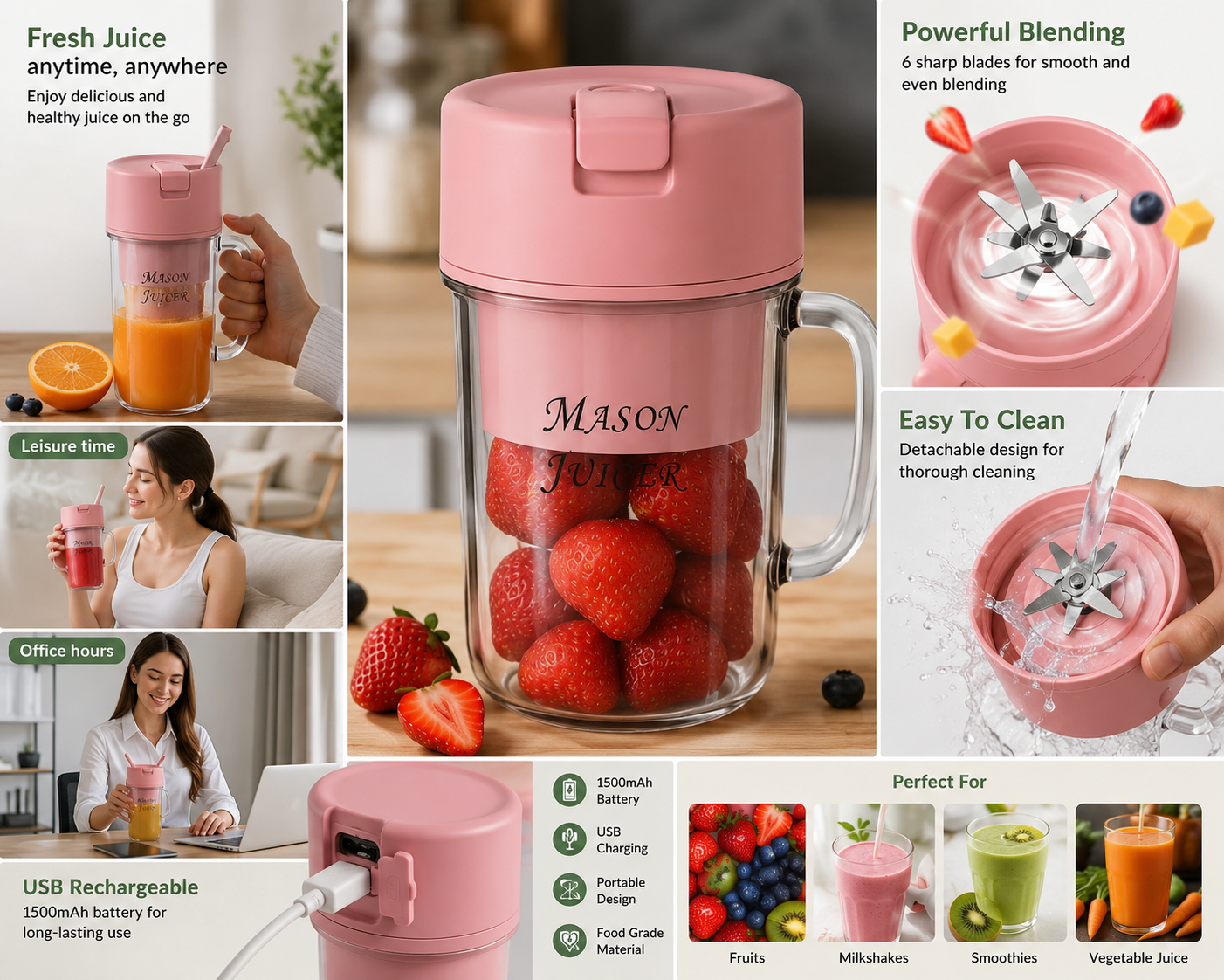 Mason Portable Mini Blender: Blend on the Go with Ease